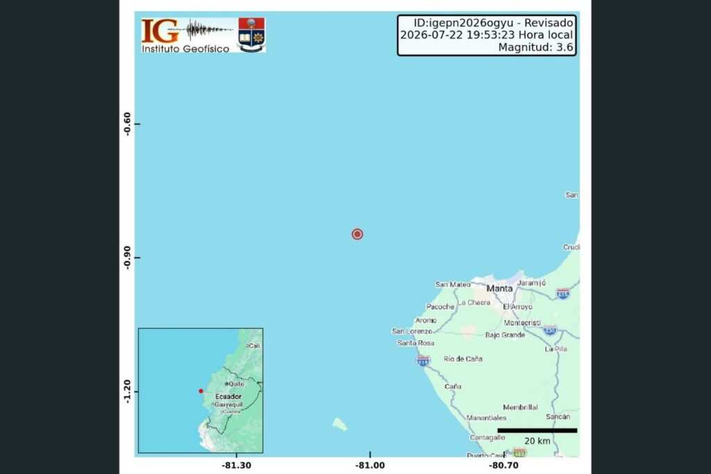 Sismo frente a las costas de Manabí