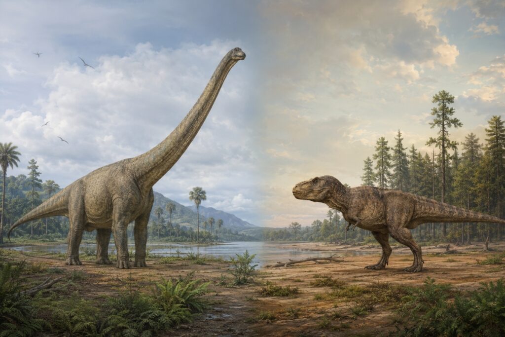 El titanosaurio encontrado en Napo era herbívoro y caminaba sobre cuatro patas, a diferencia del carnívoro y bípedo T. rex.