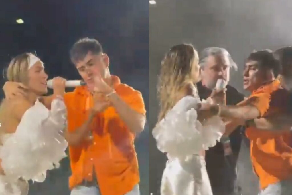 Karol G sufre una agresión durante su conciento en Canadá cuando un fan subió al escenario y le tiró del brazo sin soltarla.