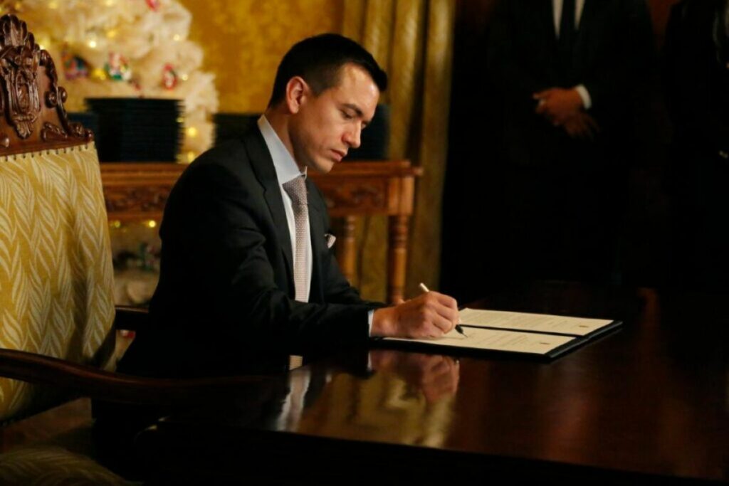 El presidente Daniel Noboa reestructuró la Función Ejecutiva mediante la emisión del Decreto Ejecutivo n.° 467.
