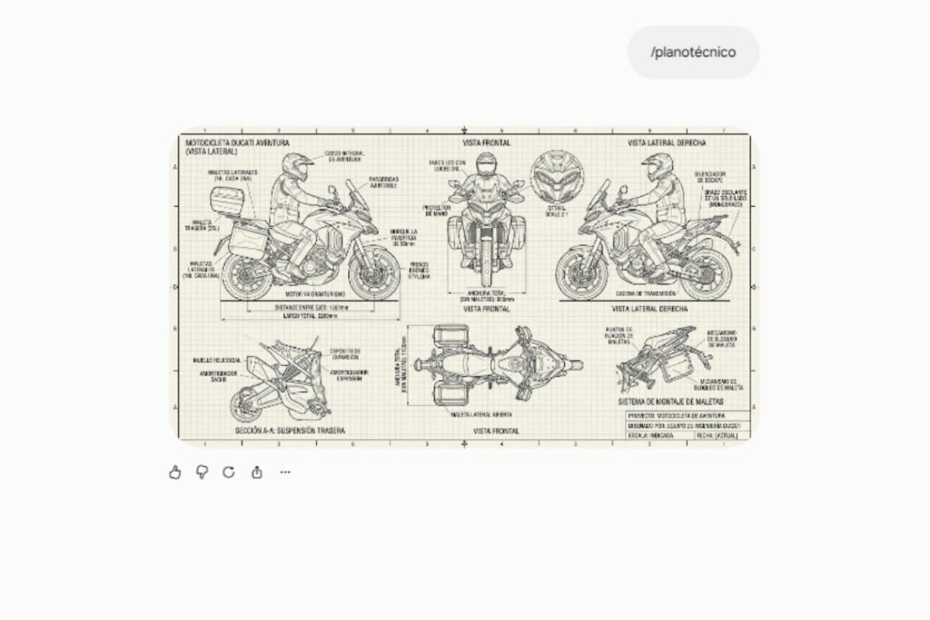 Lámina de un plano de motocicleta.
