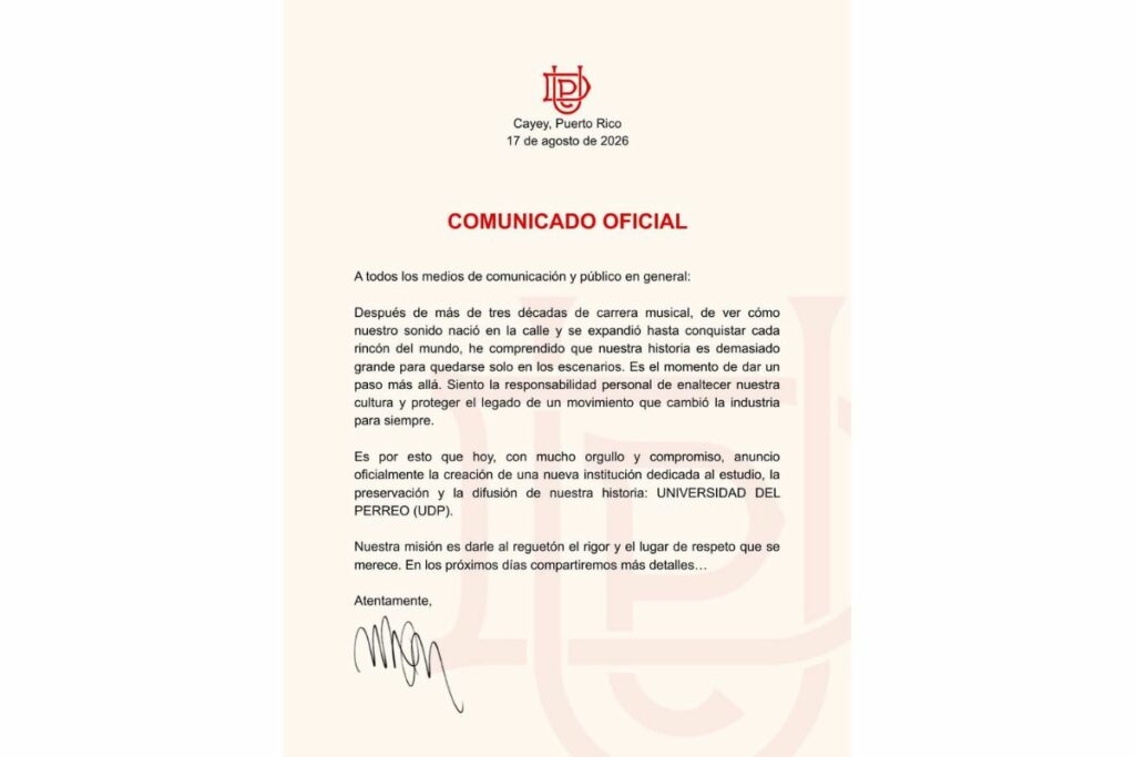 Comunicado oficial de la Universidad del Perreo.