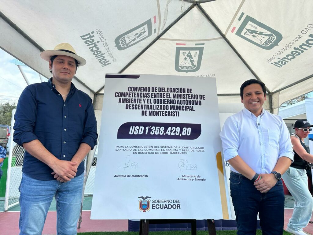 El proyecto de saneamiento y alcantarillado beneficiará a dos comunidades de Montecristi, Manabí.
