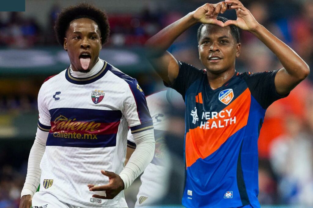 Jhojan Julio (izq,) celebra su gol con Atlante, al igual que Bryan Ramírez (der.) con Cincinatti.