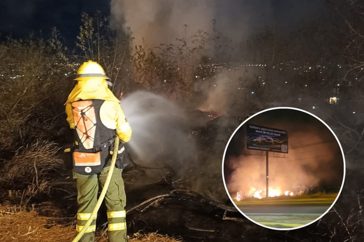 Incendio en autopista General Rumiñahui genera alerta en Quito