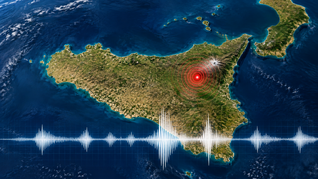 Sismo de magnitud 3.9 en las cercanías del volcán Etna causó daños en la vía Mareneve, en Italia.