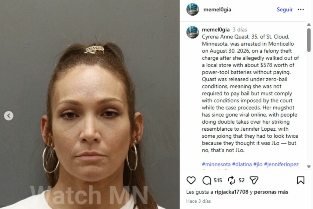 Imagen de mujer parecida a Jennifer López.