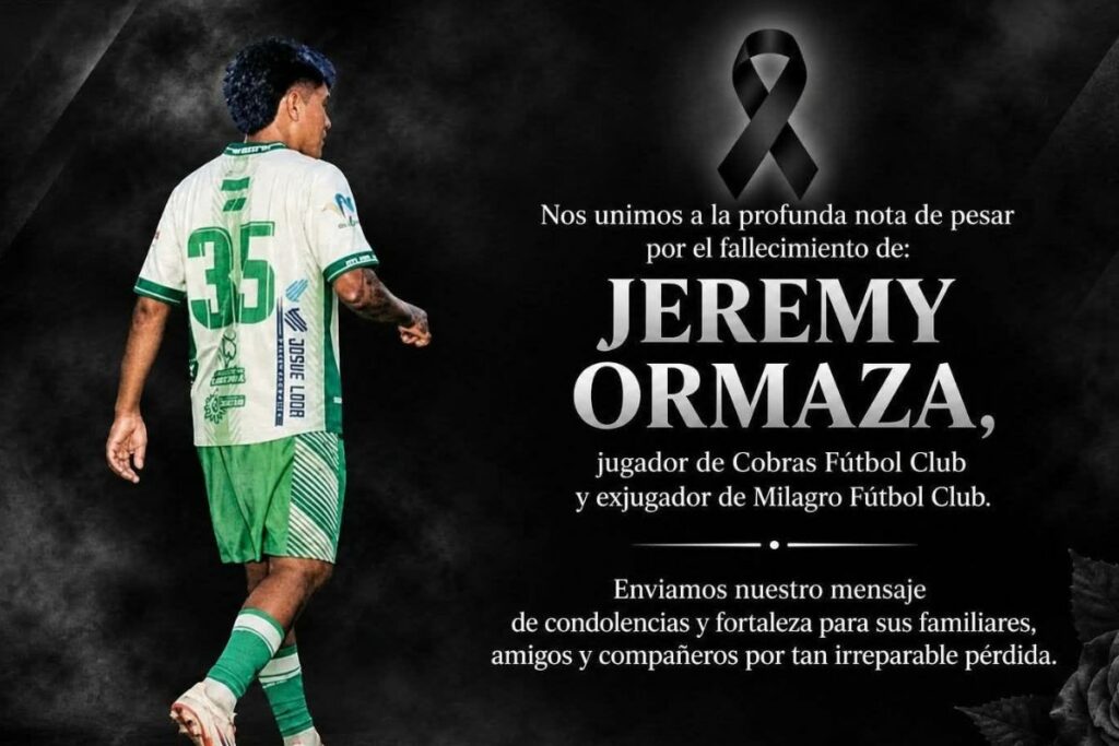 Jeremy Ormaza murió a los 20 años y deja de luto al fútbol de Ecuador