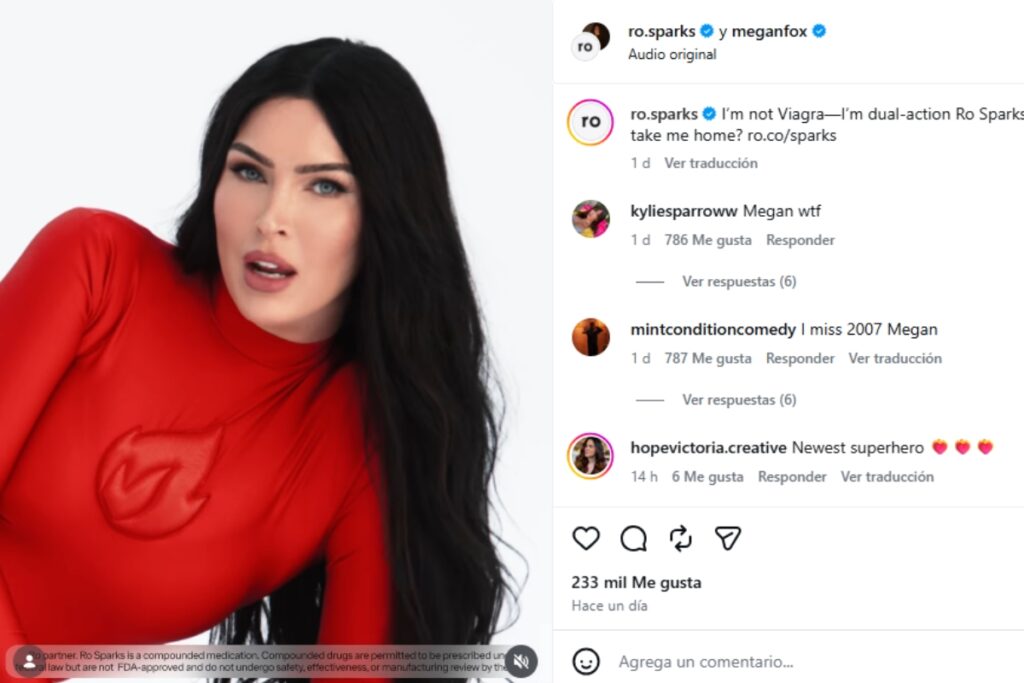 Megan Fox aborda la disfunción eréctil con humor en nueva campaña publicitaria.