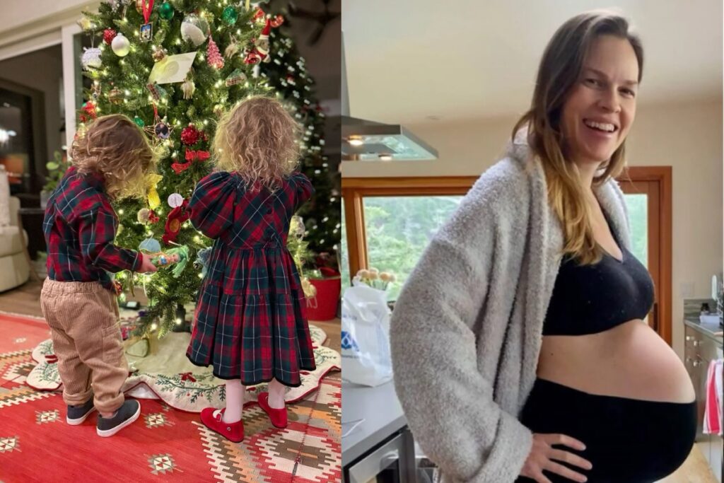 La actriz Hilary Swank y sus hijos Aya y Ohm.
