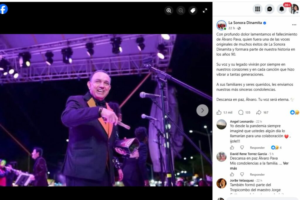 Luto en La Sonora Dinamita por la muerte de uno de sus cantantes