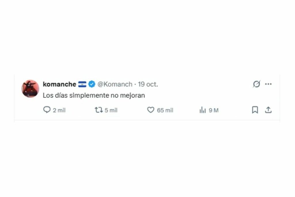 Publicación de X de El Komanche.