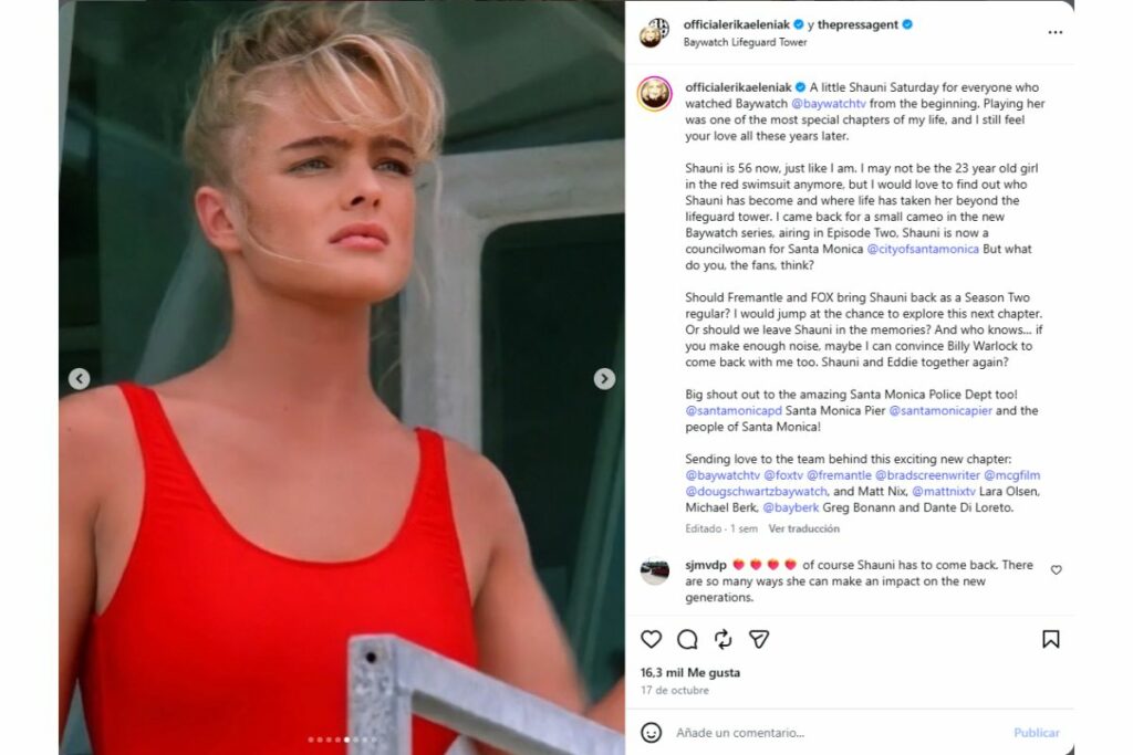 Imagen de la cuenta de IG de Erika Eleniak.