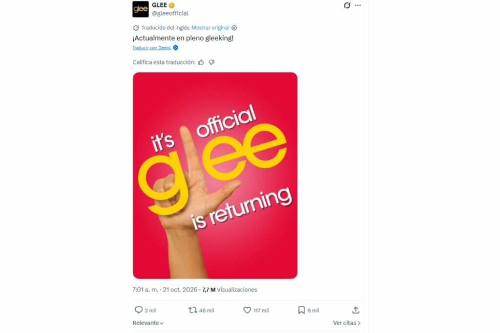 Comunicado sobre el regreso de Glee.