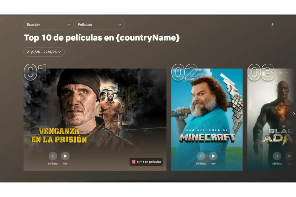 Top 10 de películas de Netflix.